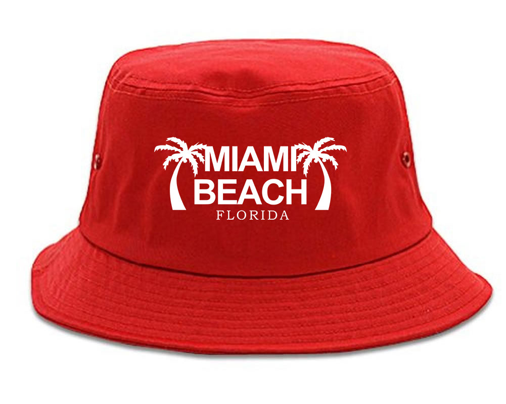 Miami Beach Retro Souvenir Mens Bucket Hat Red