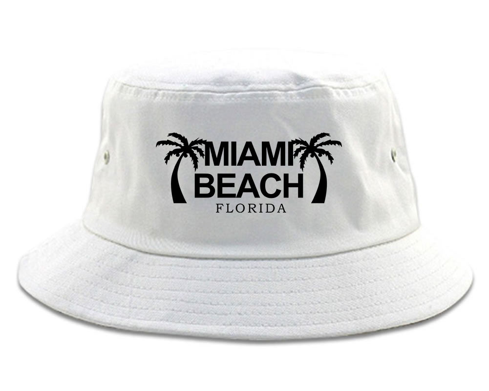 Miami Beach Retro Souvenir Mens Bucket Hat White