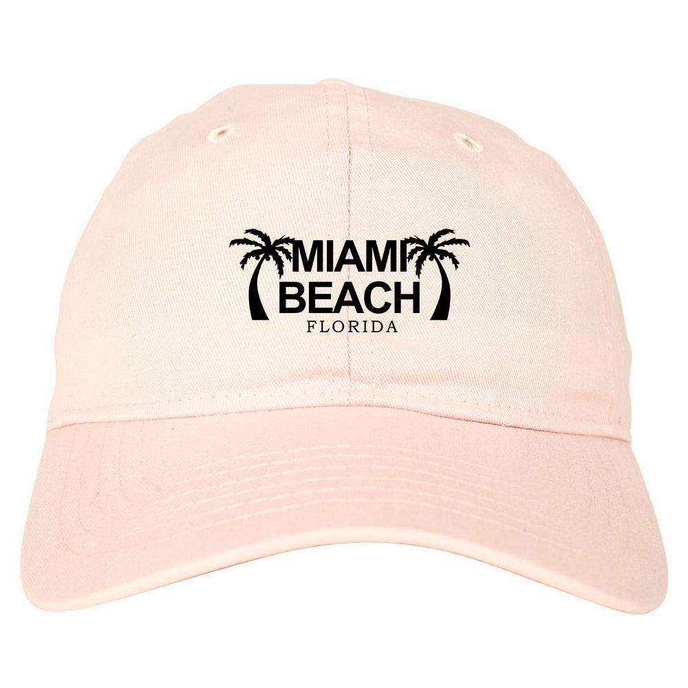 Miami Beach Retro Souvenir Mens Dad Hat Baseball Cap Pink