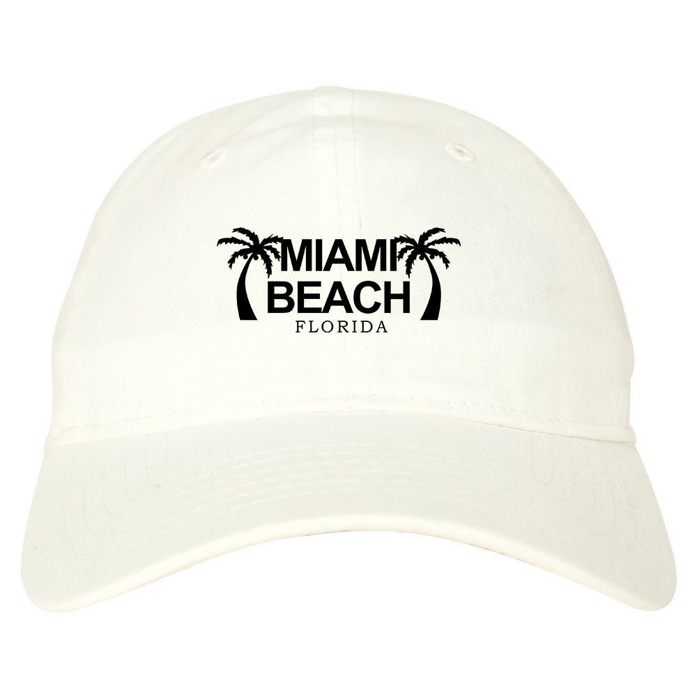Miami Beach Retro Souvenir Mens Dad Hat Baseball Cap White