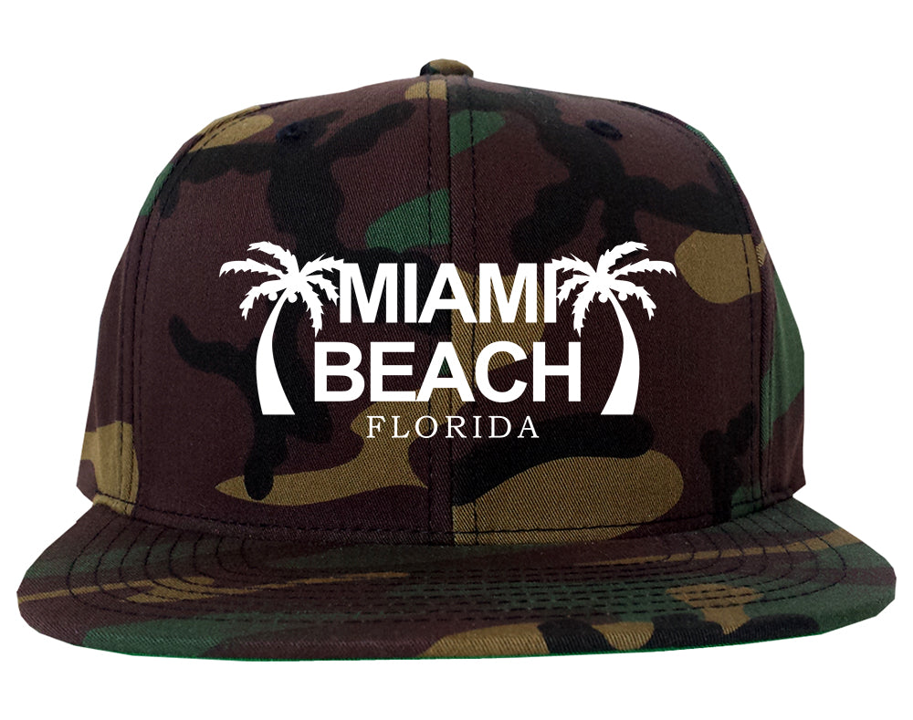 Miami Beach Retro Souvenir Mens Snapback Hat Camo