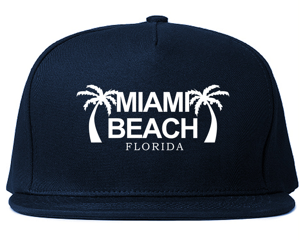 Miami Beach Retro Souvenir Mens Snapback Hat Navy Blue