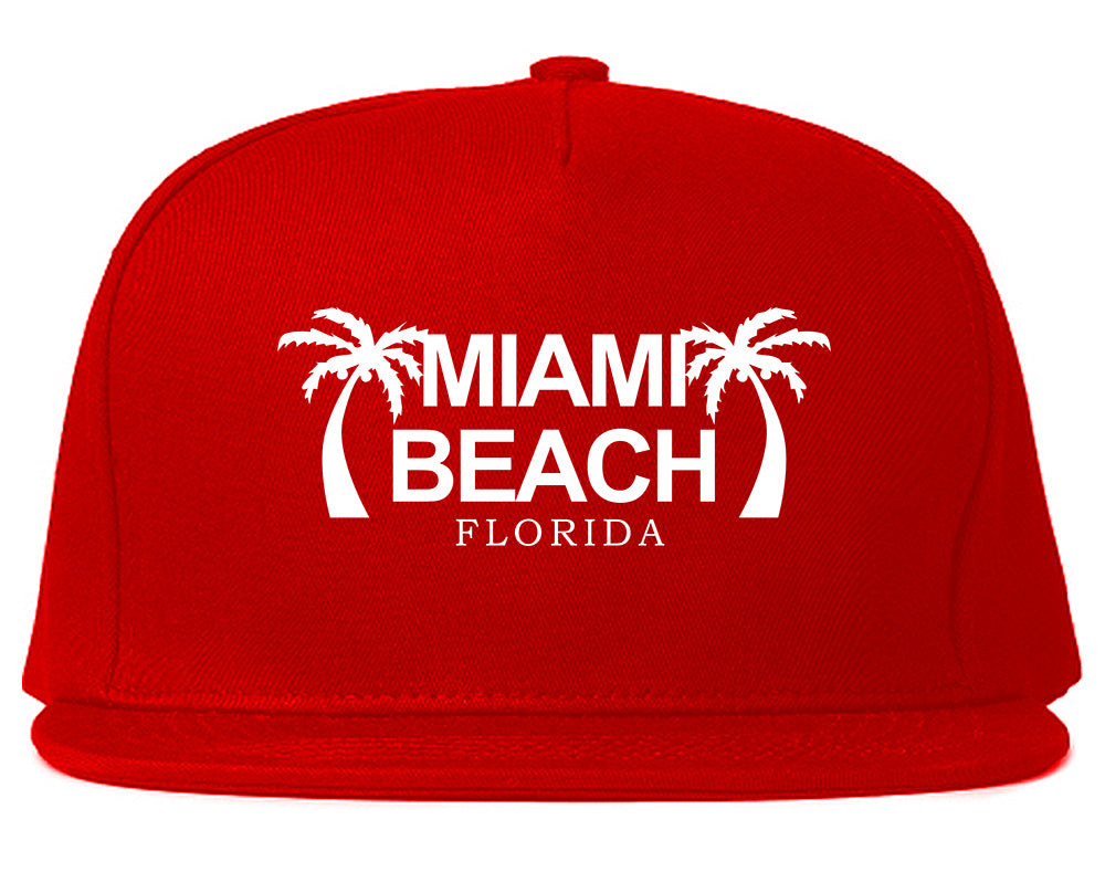 Miami Beach Retro Souvenir Mens Snapback Hat Red