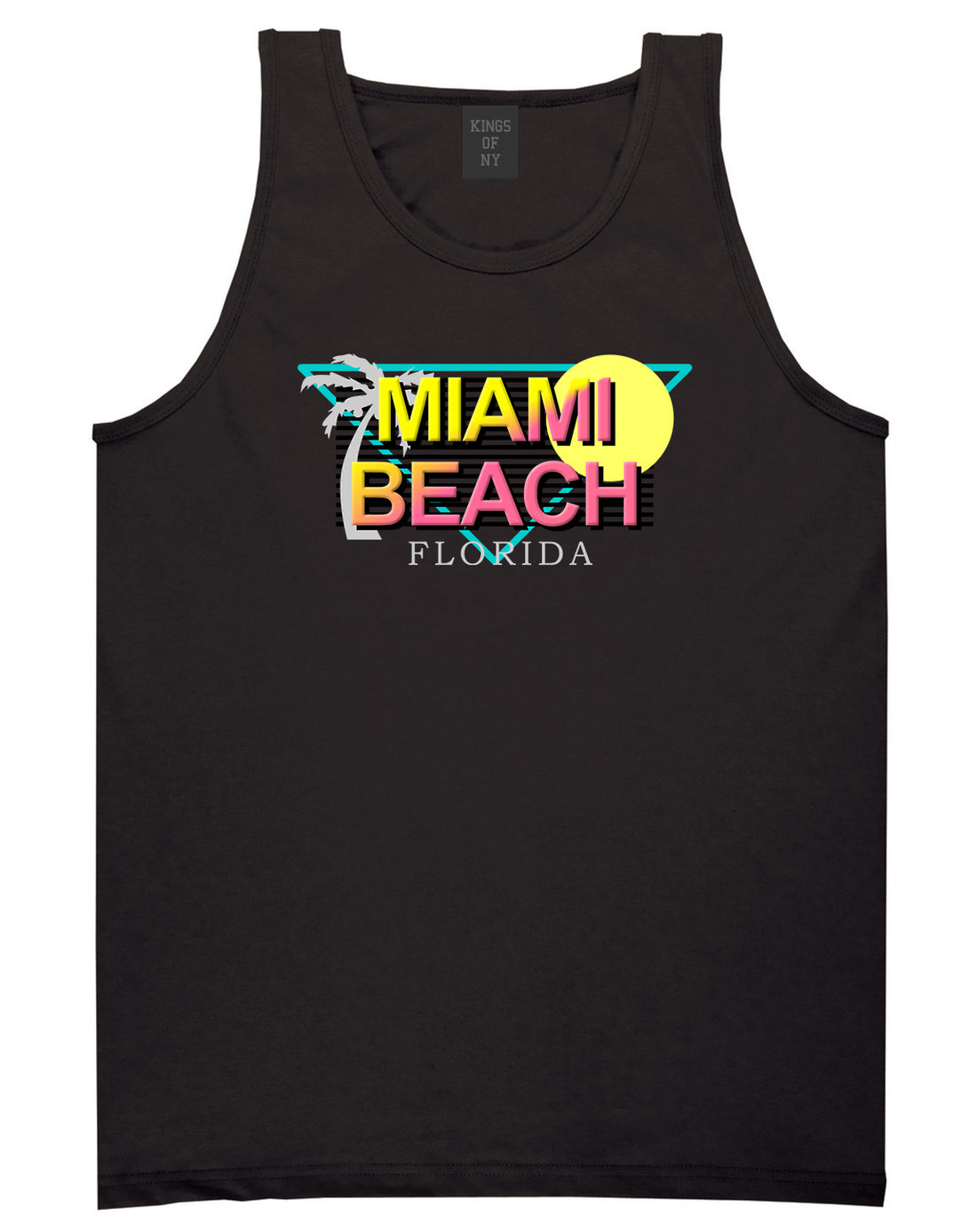 Miami Beach Retro Souvenir Mens Tank Top Shirt Black by Kings Of NY