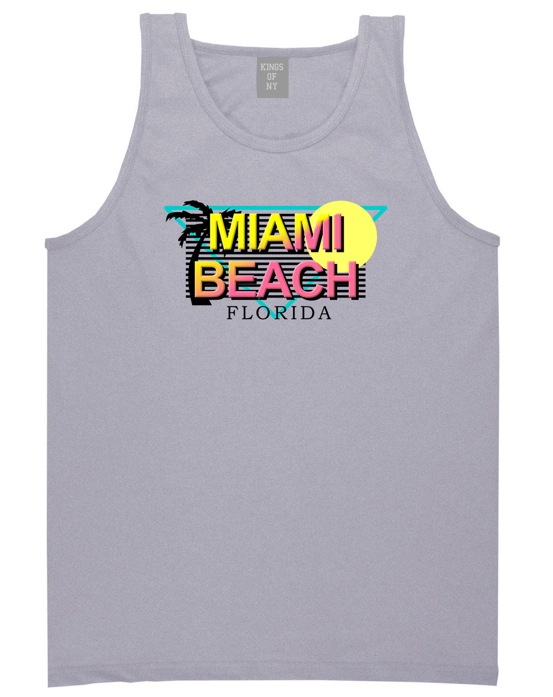 Miami Beach Retro Souvenir Mens Tank Top Shirt Grey by Kings Of NY