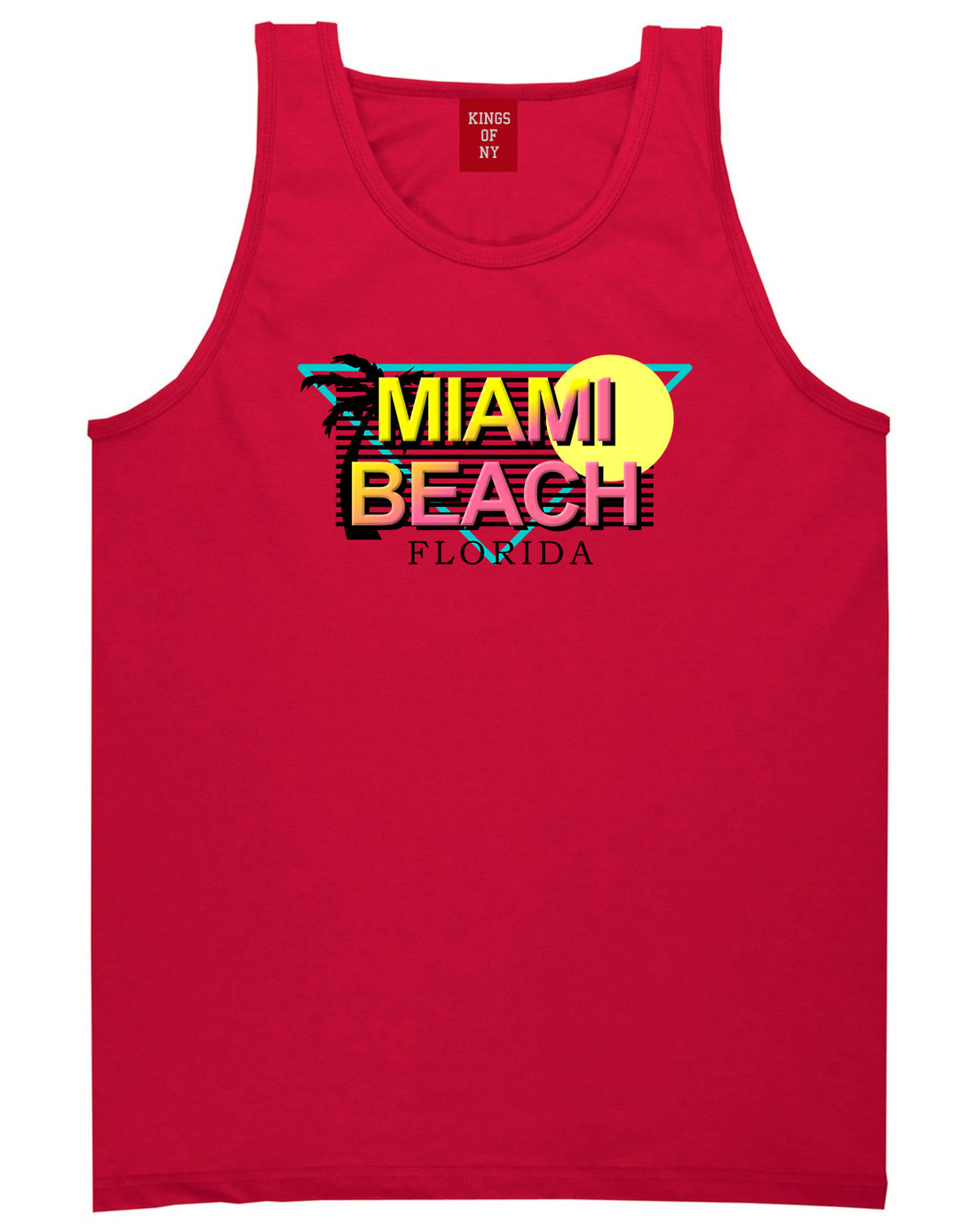 Miami Beach Retro Souvenir Mens Tank Top Shirt Red by Kings Of NY