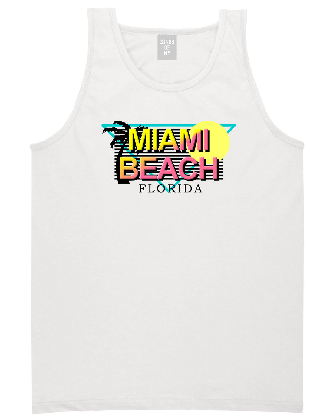 Miami Beach Retro Souvenir Mens Tank Top Shirt White by Kings Of NY