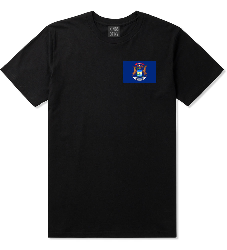 Michigan State Flag MI Chest Mens T-Shirt Black