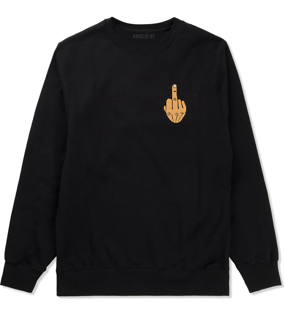 Middle Finger Funny Chest Mens Crewneck Sweatshirt Black