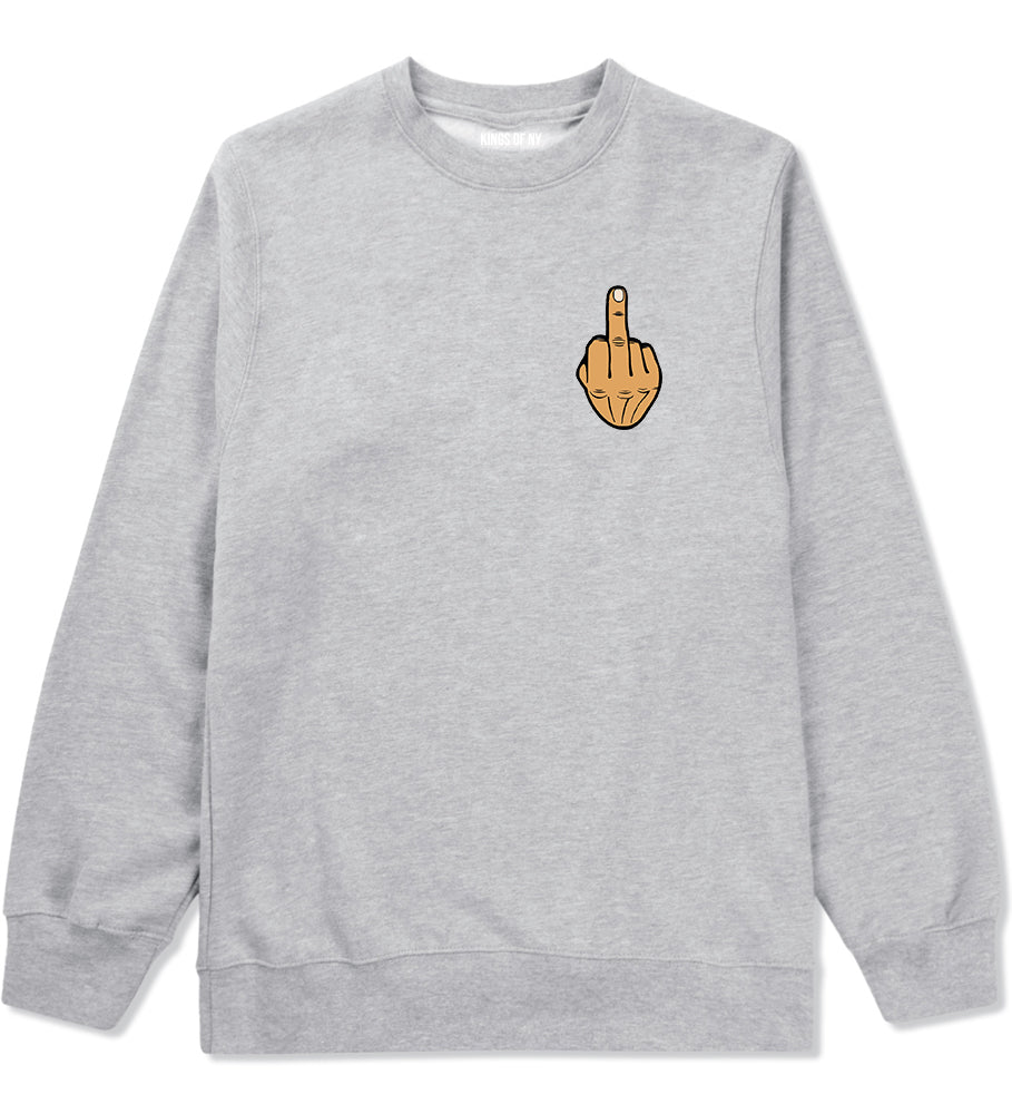 Middle Finger Funny Chest Mens Crewneck Sweatshirt Grey