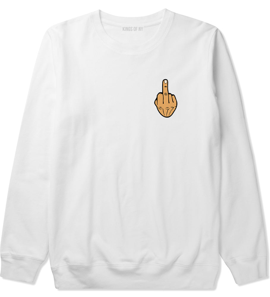 Middle Finger Funny Chest Mens Crewneck Sweatshirt White