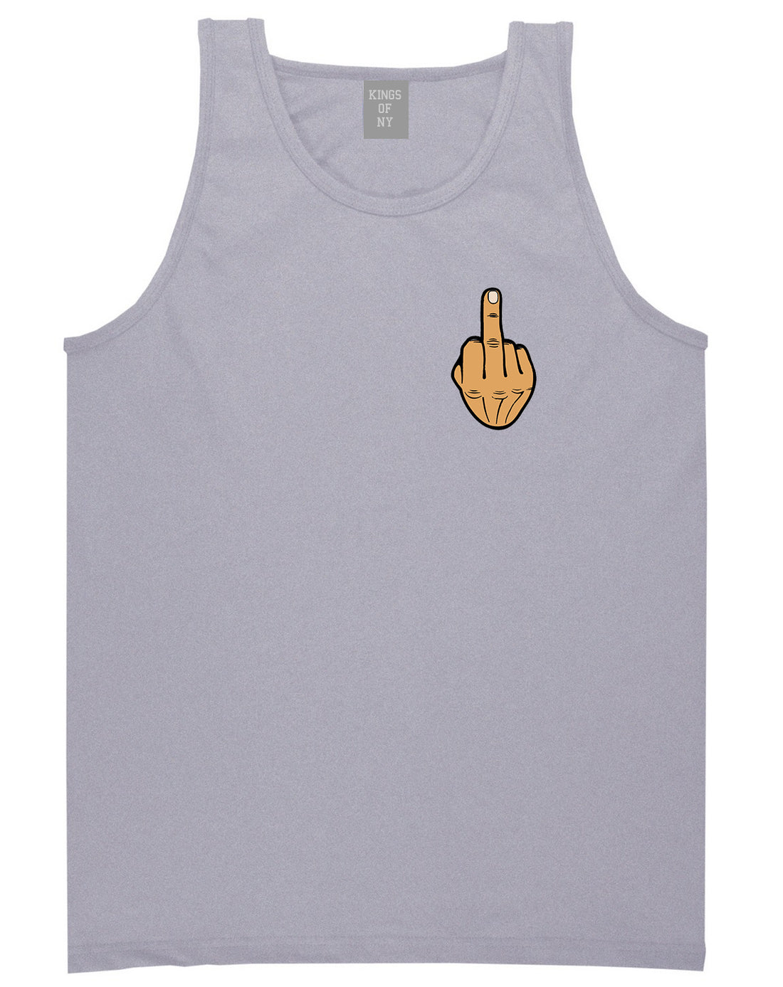 Middle Finger Funny Chest Mens Tank Top T-Shirt Grey