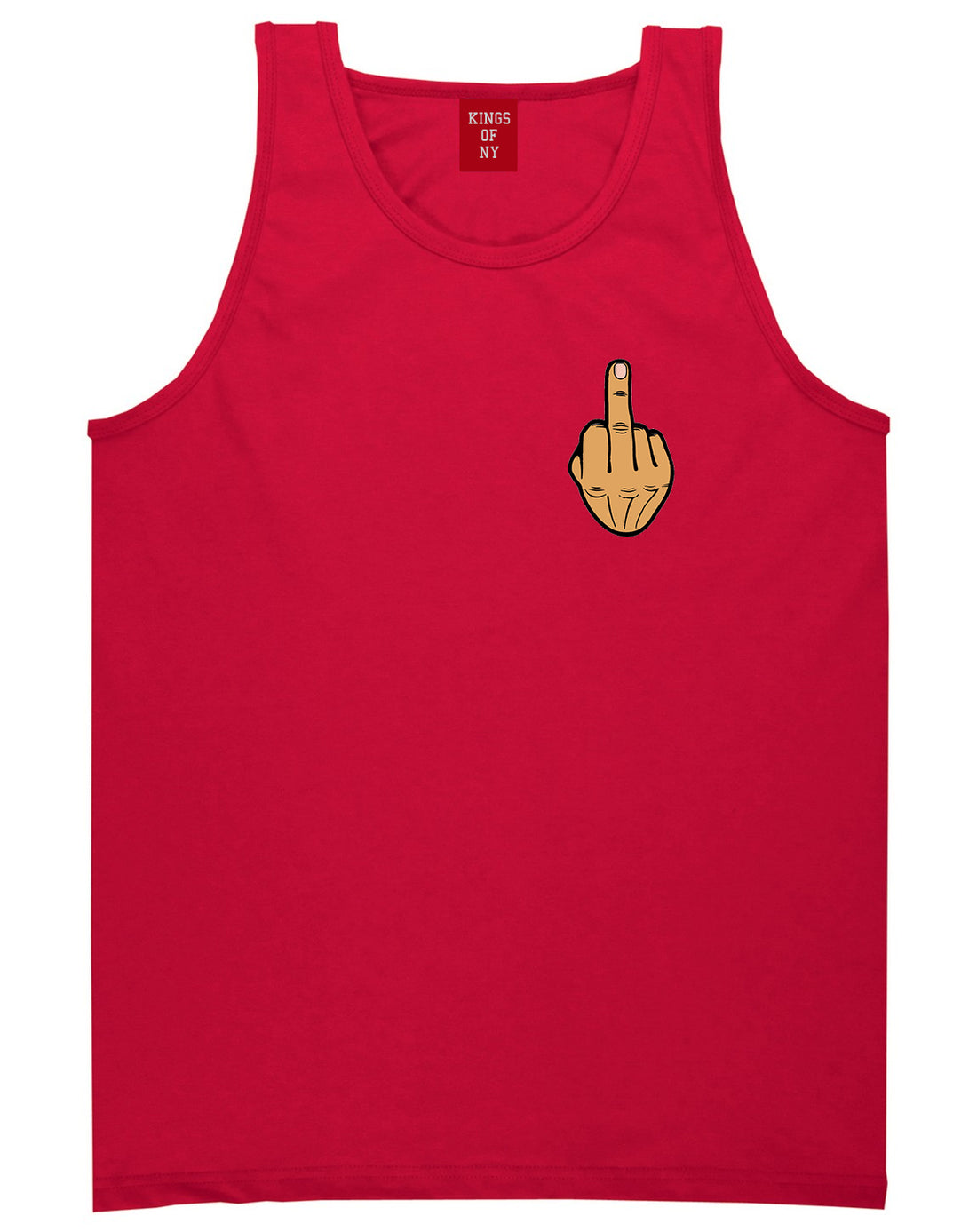 Middle Finger Funny Chest Mens Tank Top T-Shirt Red