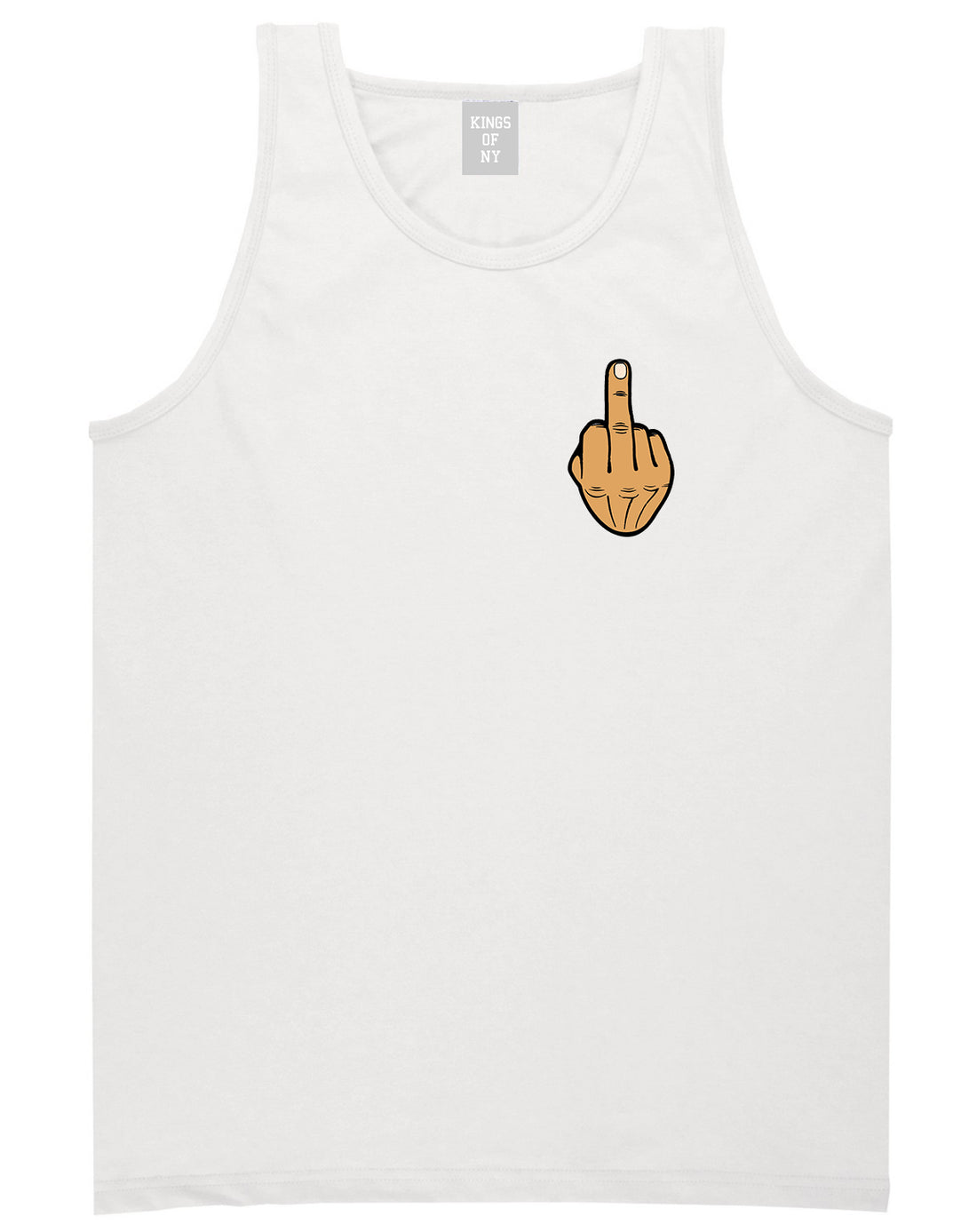 Middle Finger Funny Chest Mens Tank Top T-Shirt White