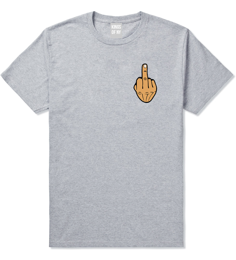 Middle Finger Funny Chest Mens T-Shirt Grey