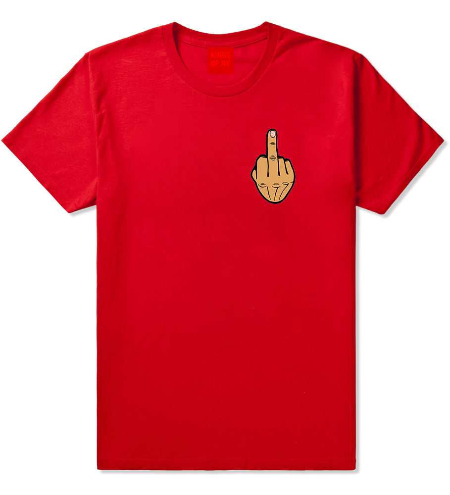Middle Finger Funny Chest Mens T-Shirt Red