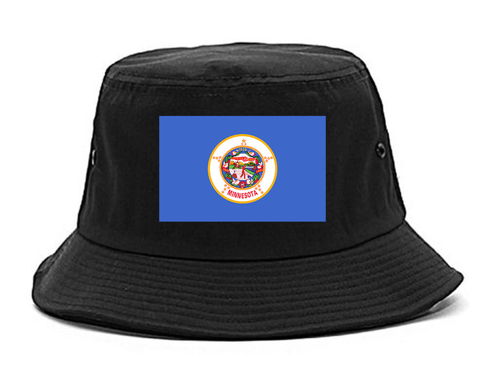 Minnesota State Flag MN Chest Mens Bucket Hat Black