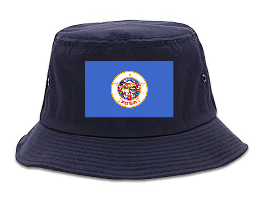 Minnesota State Flag MN Chest Mens Bucket Hat Navy Blue