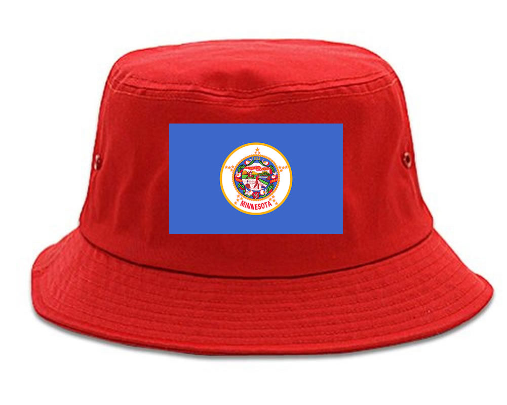 Minnesota State Flag MN Chest Mens Bucket Hat Red
