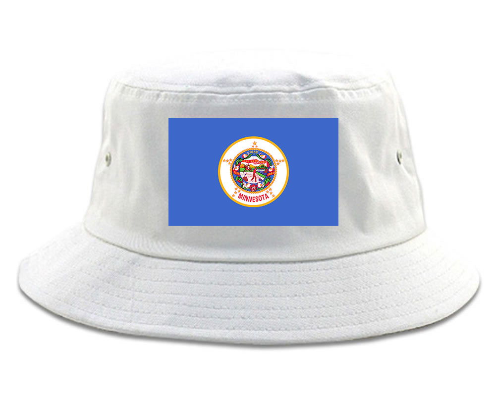 Minnesota State Flag MN Chest Mens Bucket Hat White