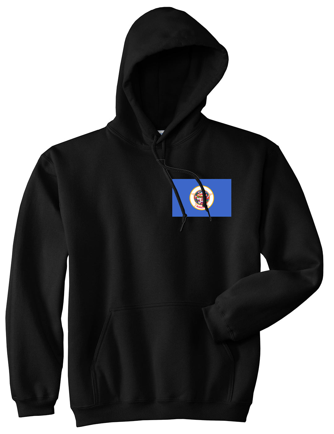 Minnesota State Flag MN Chest Mens Pullover Hoodie Black