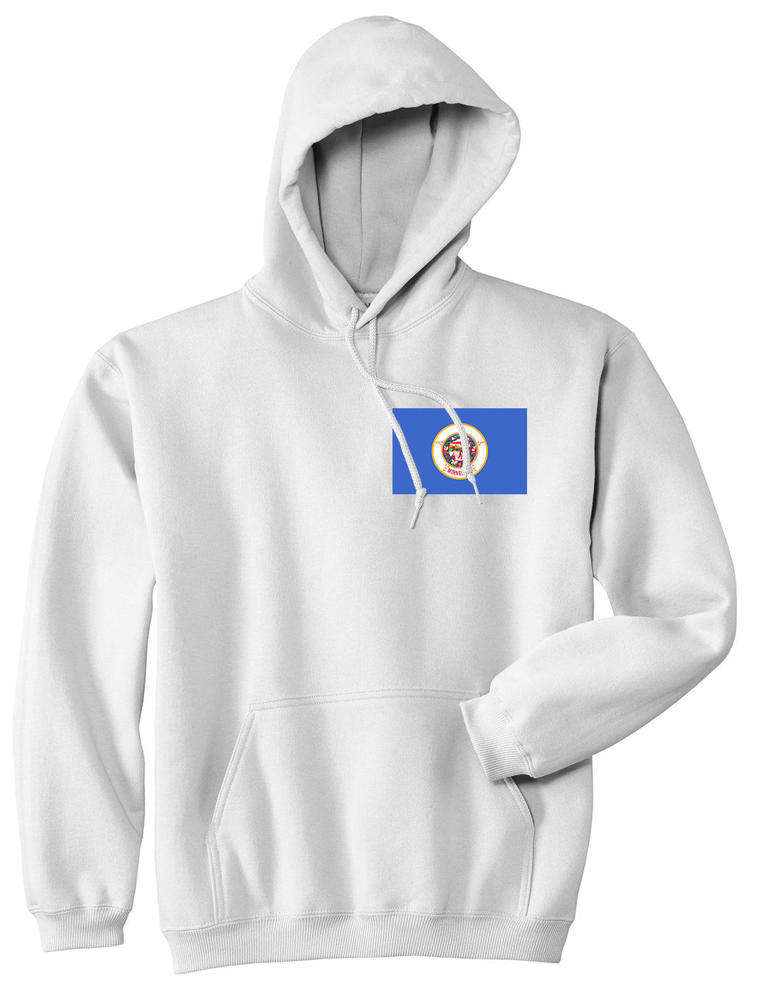 Minnesota State Flag MN Chest Mens Pullover Hoodie White