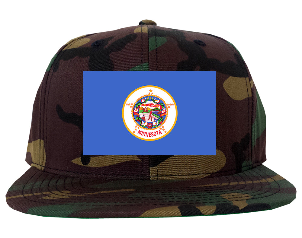 Minnesota State Flag MN Chest Mens Snapback Hat Army Camo