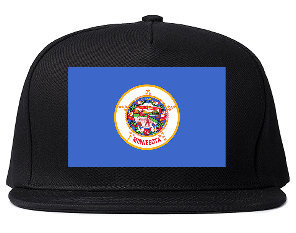 Minnesota State Flag MN Chest Mens Snapback Hat Black