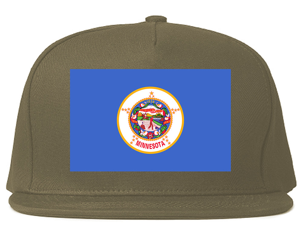 Minnesota State Flag MN Chest Mens Snapback Hat Grey