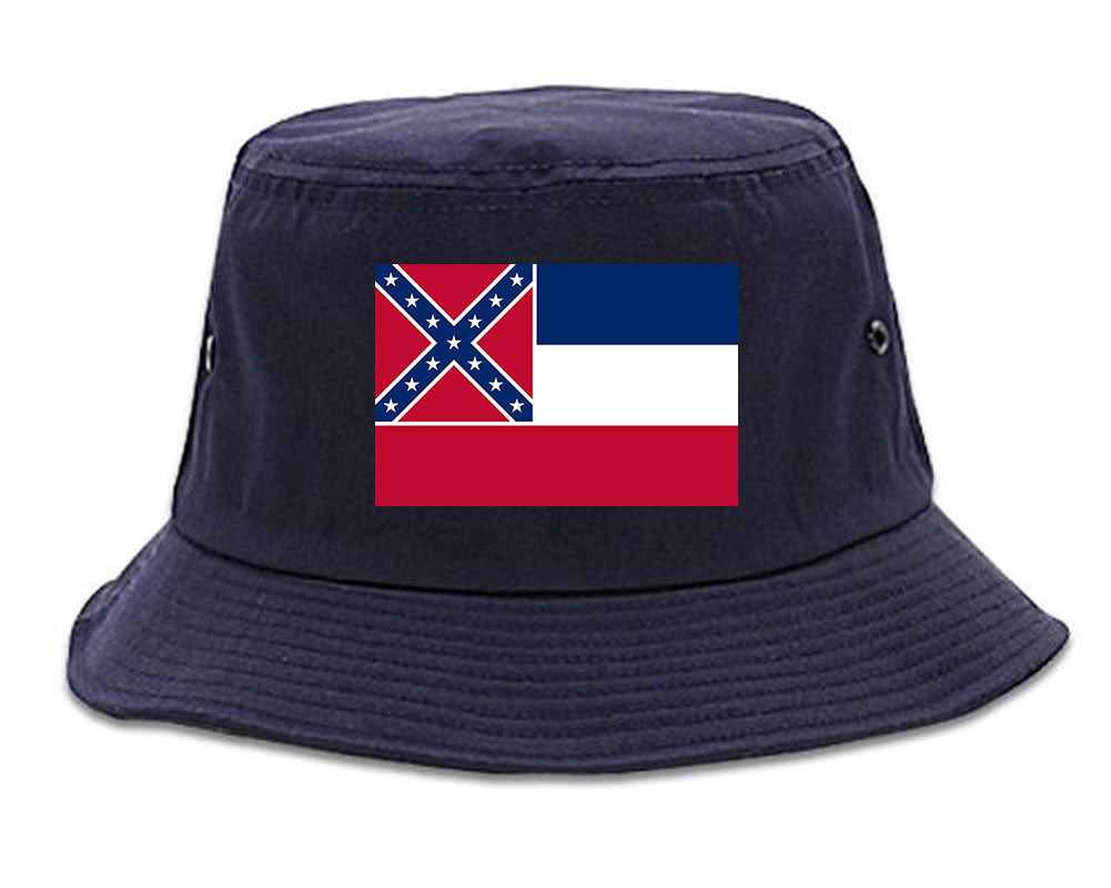 Mississippi State Flag MS Chest Mens Bucket Hat Navy Blue