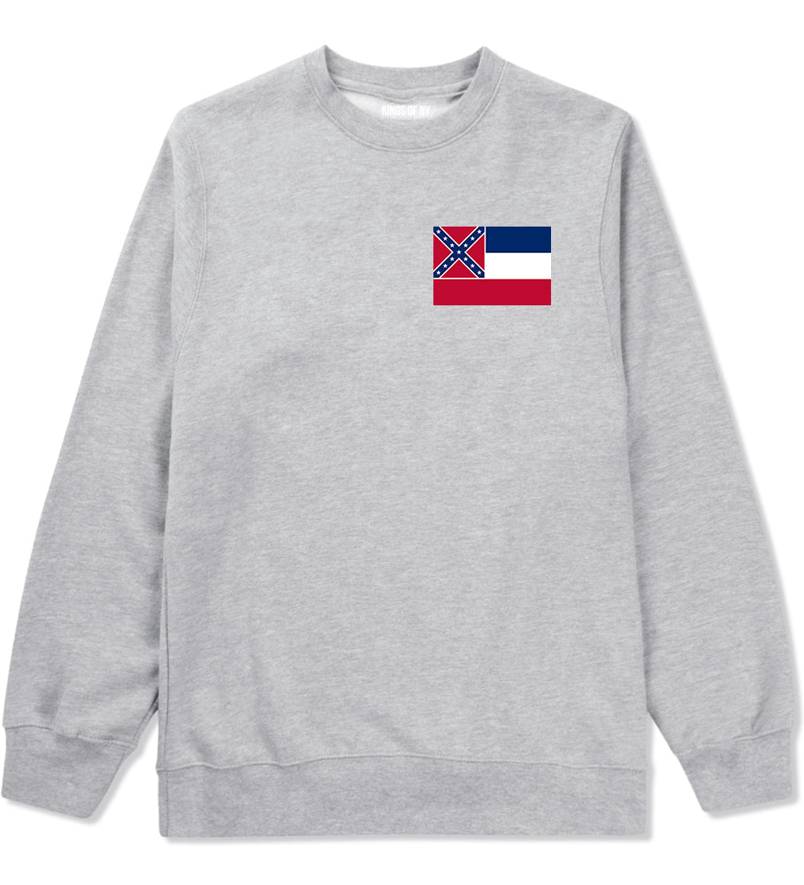 Mississippi State Flag MS Chest Mens Crewneck Sweatshirt Grey