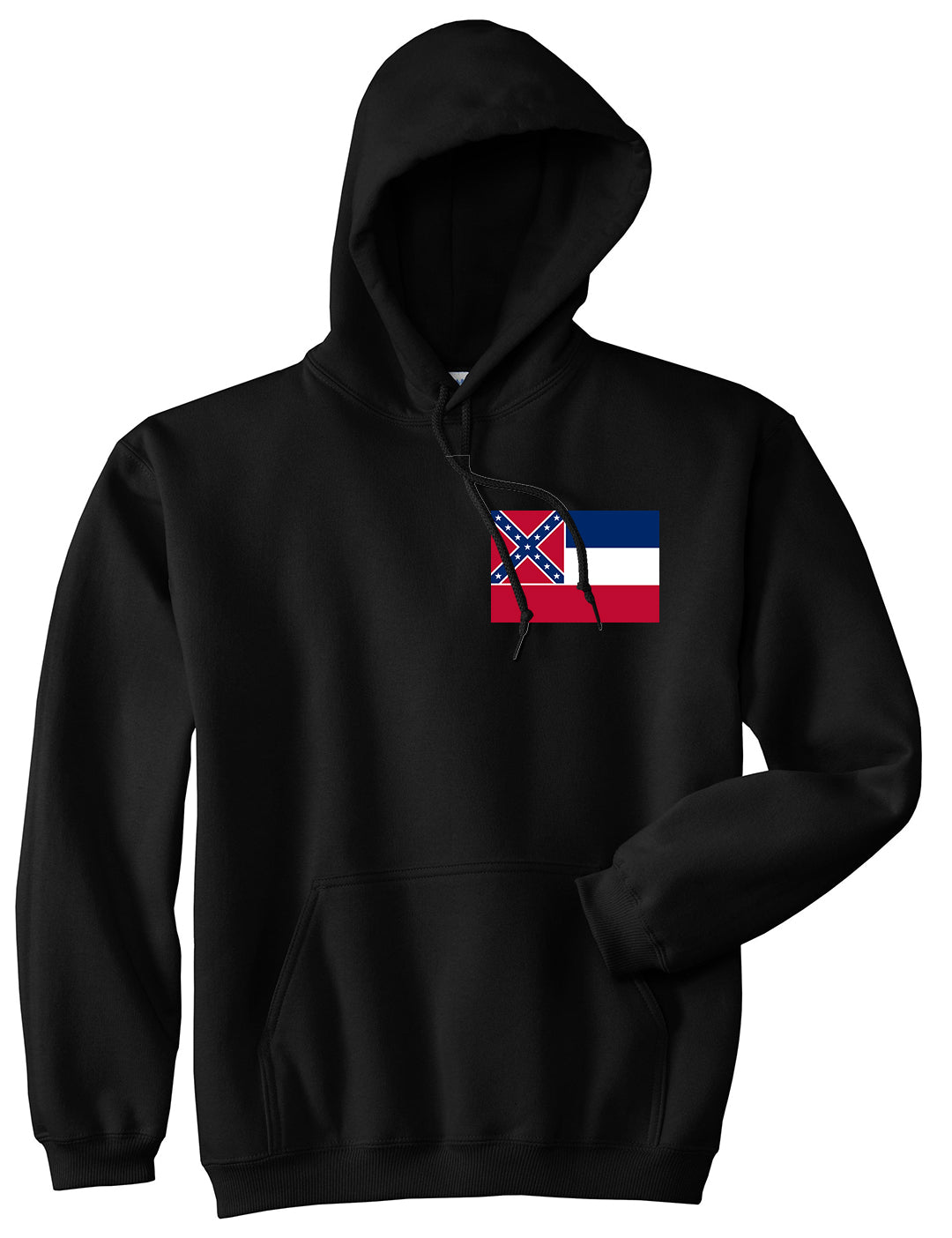 Mississippi State Flag MS Chest Mens Pullover Hoodie Black