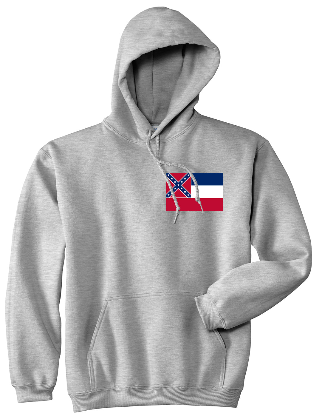 Mississippi State Flag MS Chest Mens Pullover Hoodie Grey