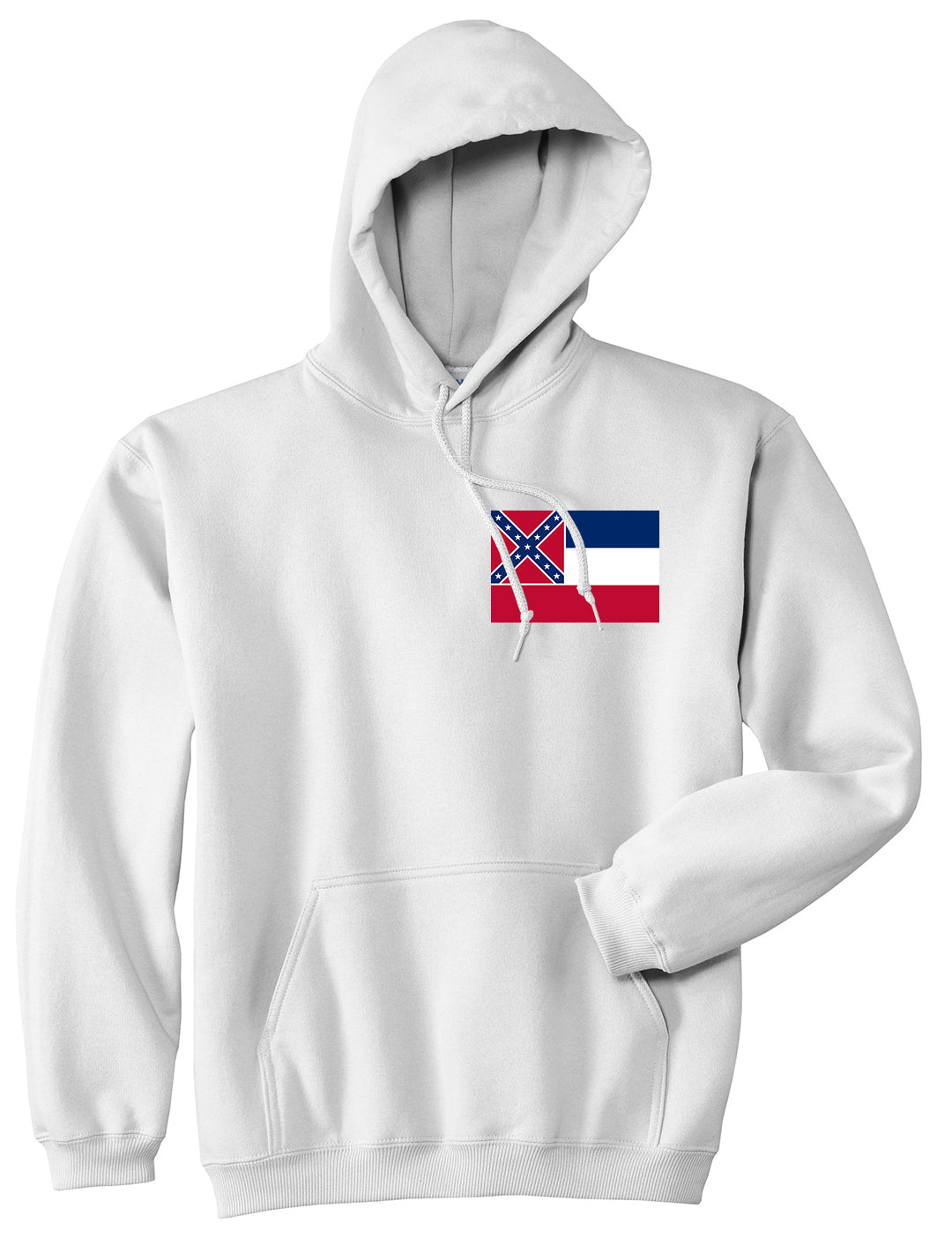 Mississippi State Flag MS Chest Mens Pullover Hoodie White