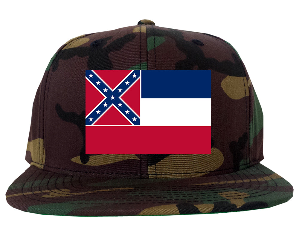 Mississippi State Flag MS Chest Mens Snapback Hat Army Camo