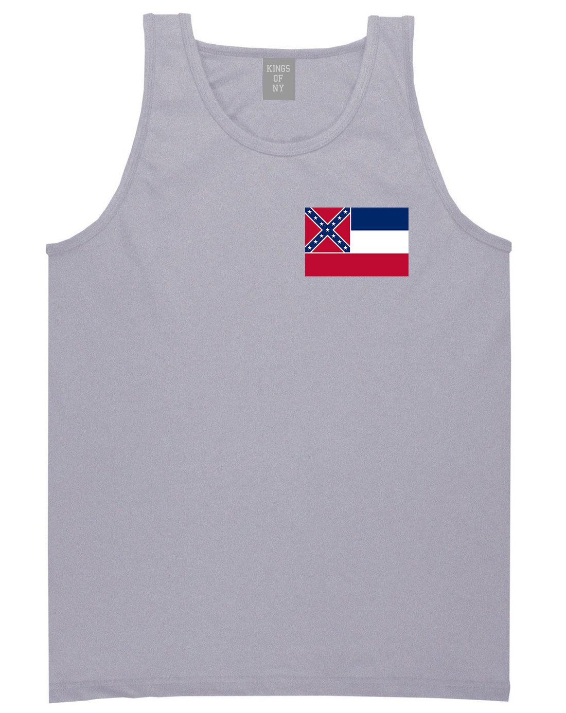 Mississippi State Flag MS Chest Mens Tank Top T-Shirt Grey