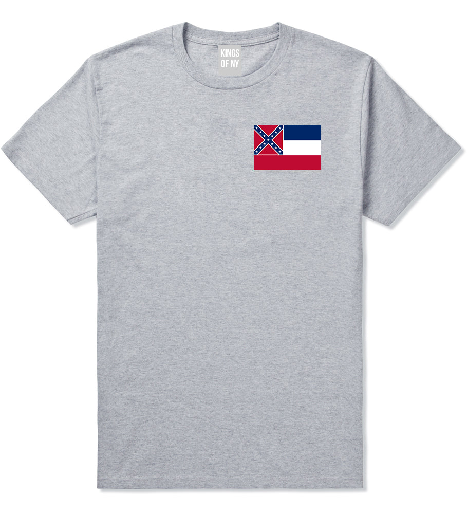 Mississippi State Flag MS Chest Mens T-Shirt Grey