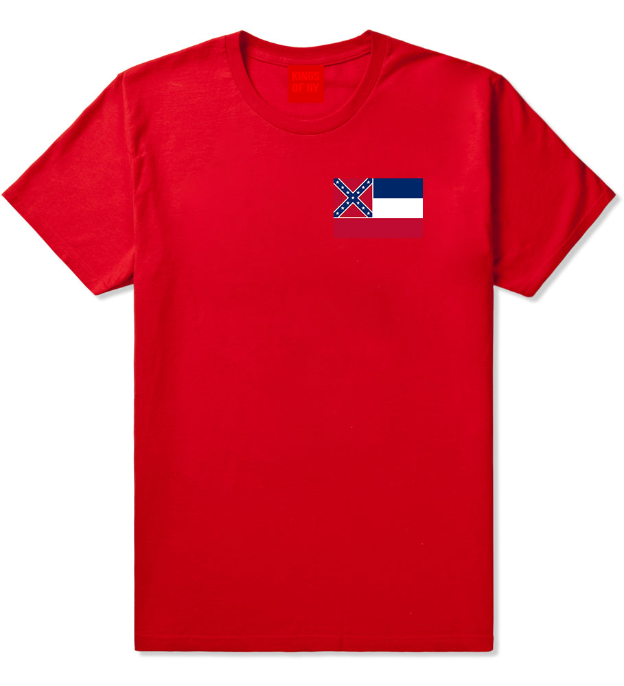 Mississippi State Flag MS Chest Mens T-Shirt Red