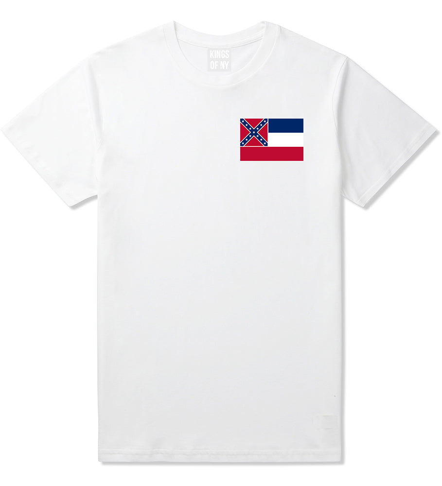 Mississippi State Flag MS Chest Mens T-Shirt White