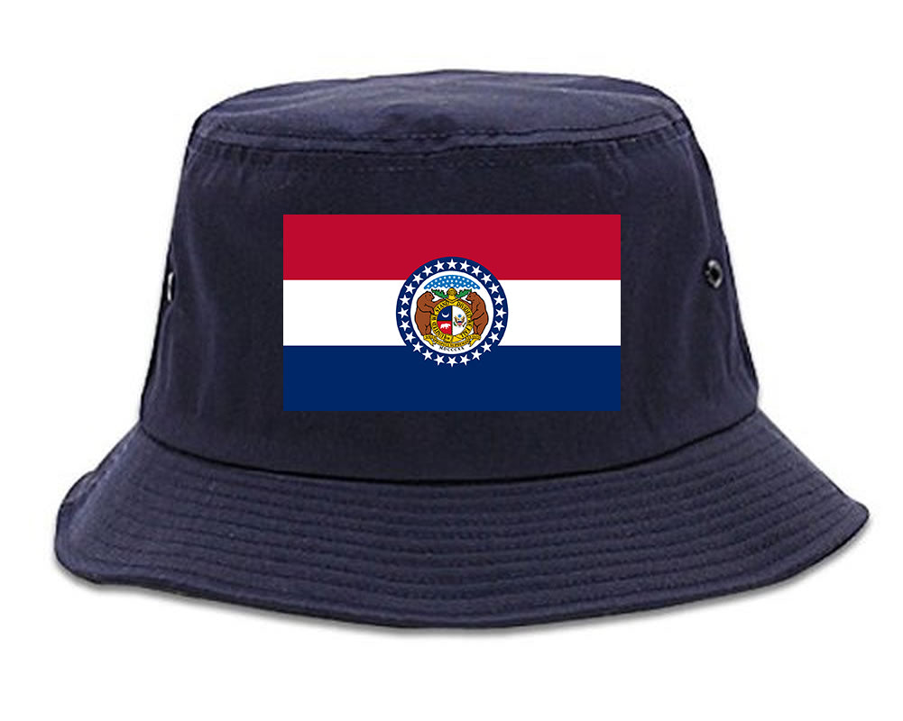 Missouri State Flag MO Chest Mens Bucket Hat Navy Blue