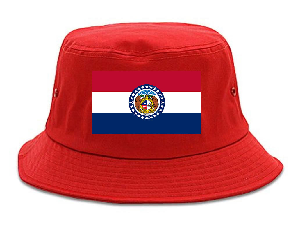 Missouri State Flag MO Chest Mens Bucket Hat Red