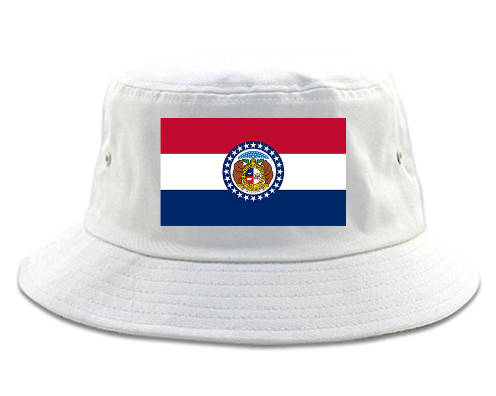 Missouri State Flag MO Chest Mens Bucket Hat White