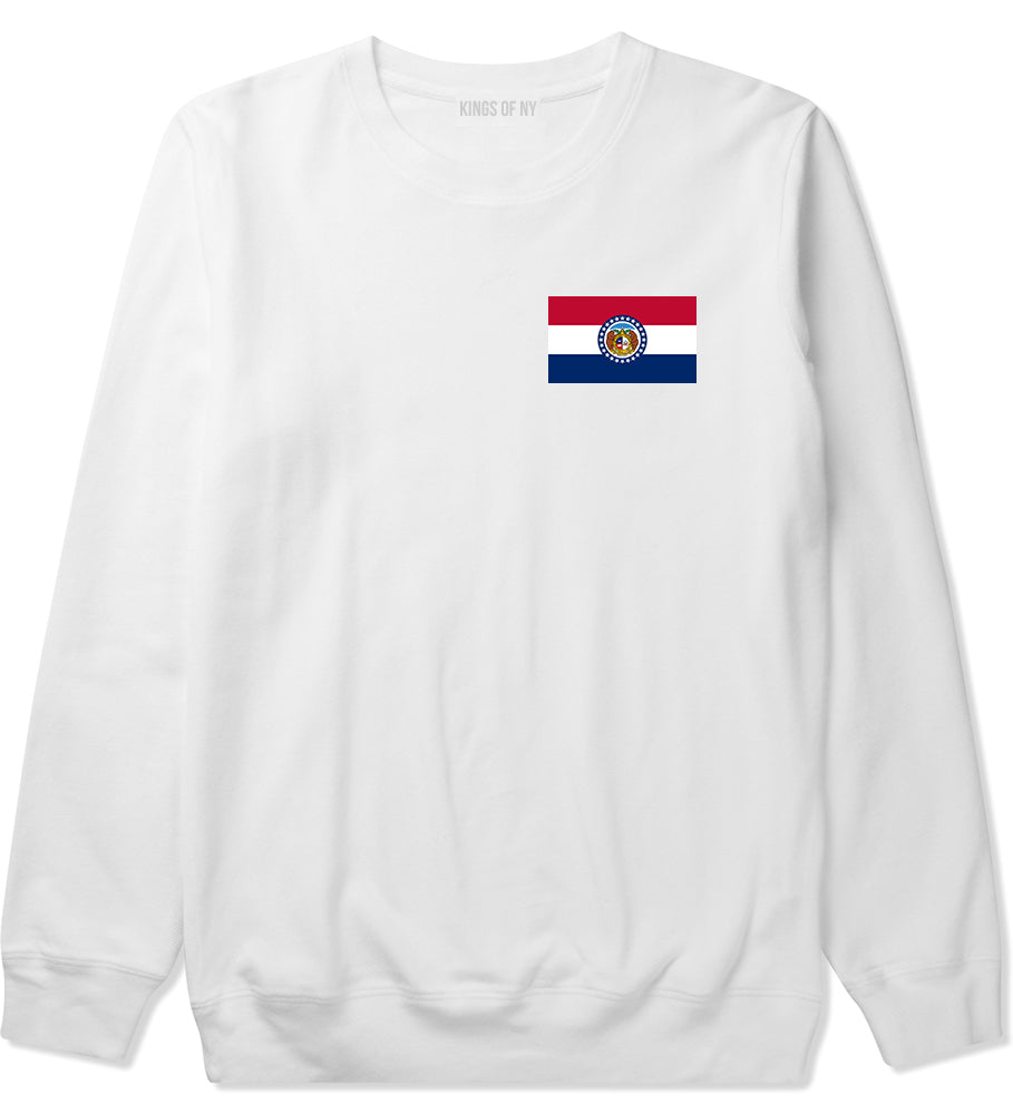 Missouri State Flag MO Chest Mens Crewneck Sweatshirt White