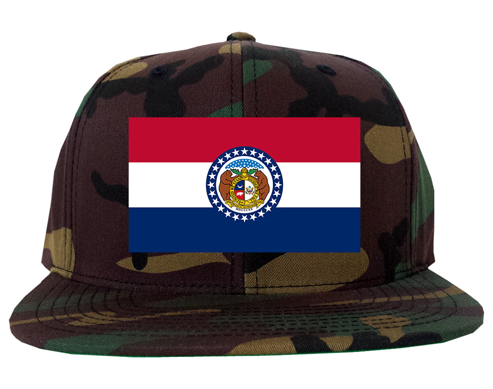 Missouri State Flag MO Chest Mens Snapback Hat Army Camo