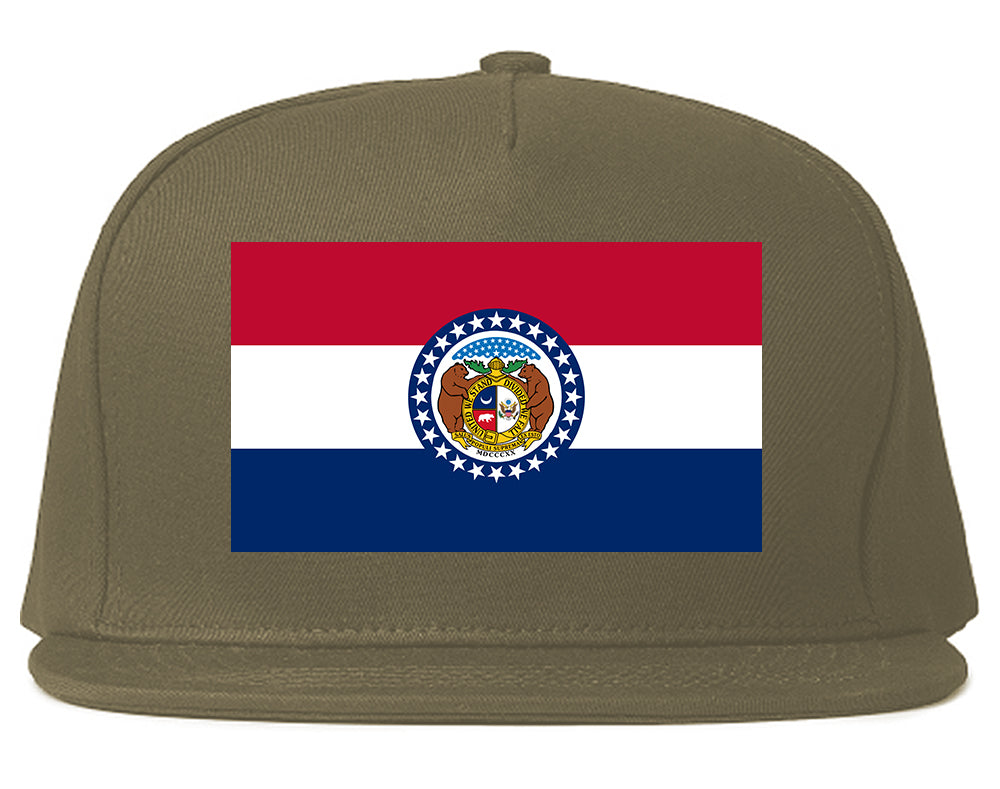Missouri State Flag MO Chest Mens Snapback Hat Grey