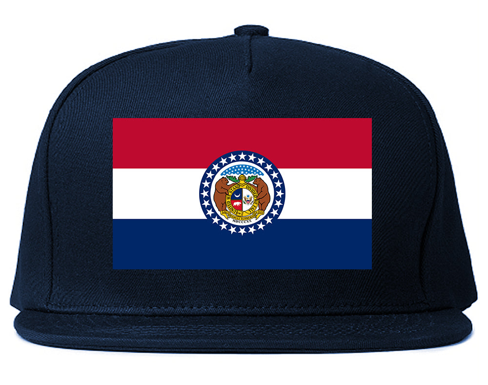 Missouri State Flag MO Chest Mens Snapback Hat Navy Blue