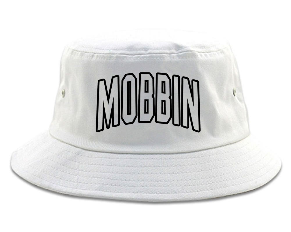 Mobbin Outline Squad Mens Bucket Hat White