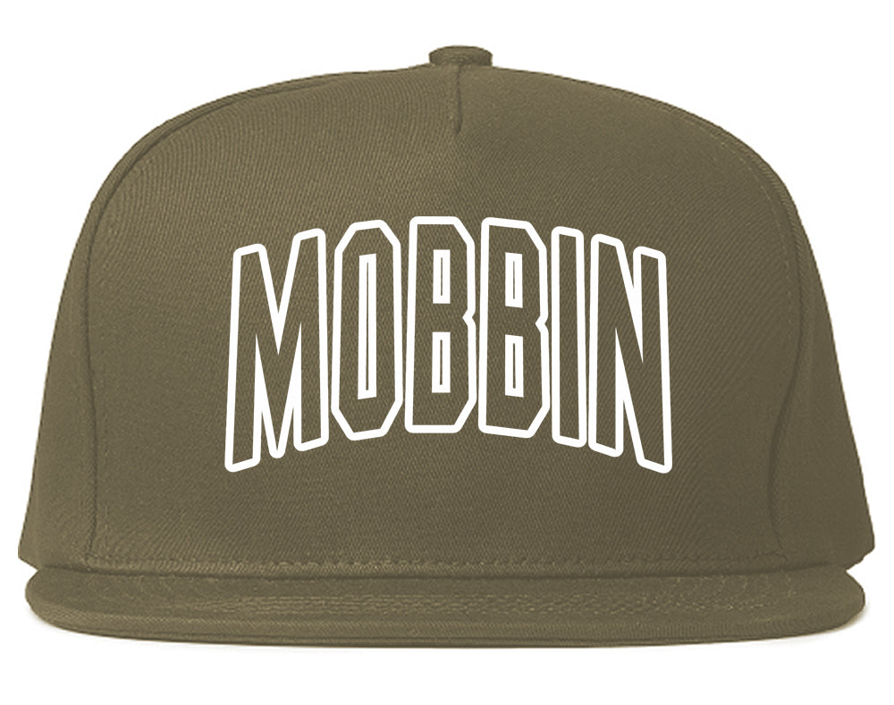 Mobbin Outline Squad Mens Snapback Hat Grey