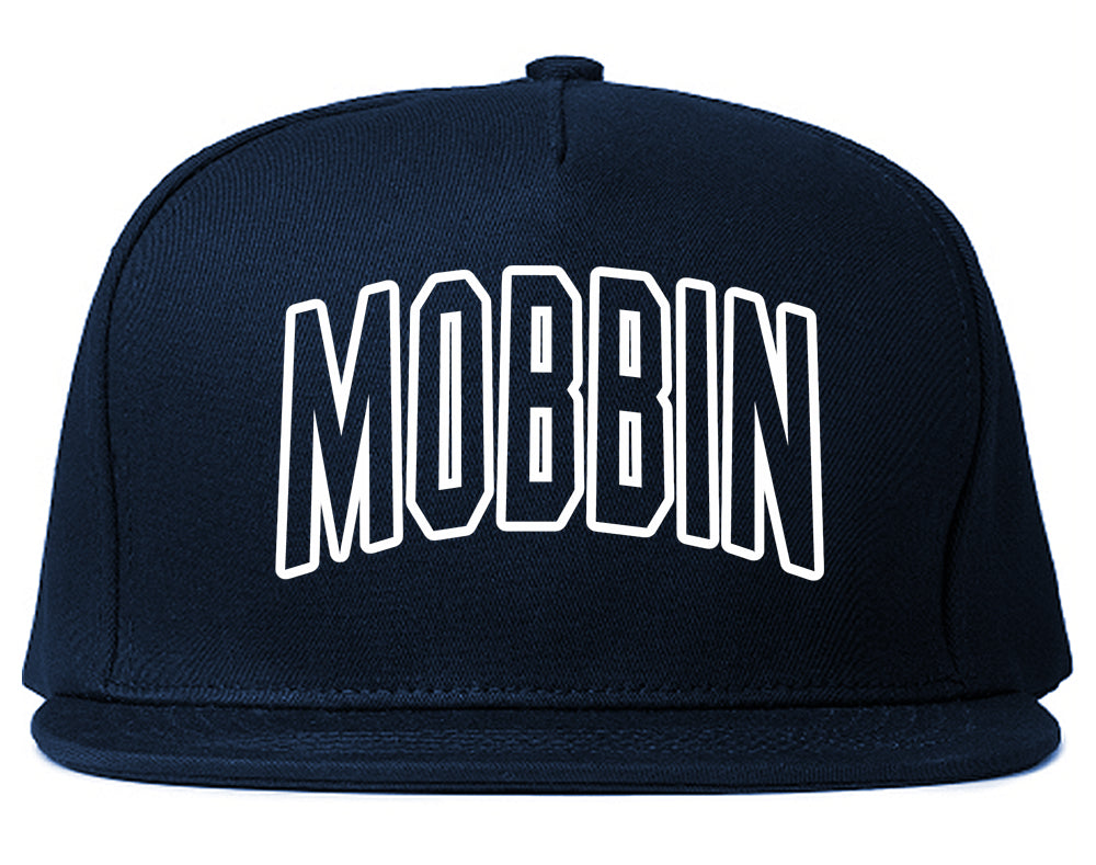 Mobbin Outline Squad Mens Snapback Hat Navy Blue