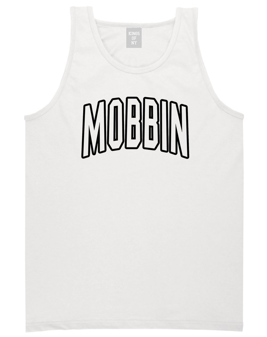 Mobbin Outline Squad Mens Tank Top Shirt White by Kings Of NY